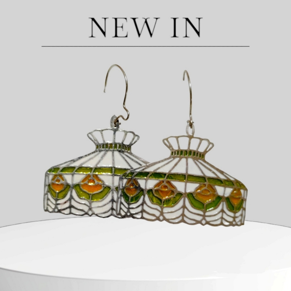 Vintage Lampshade Earrings! 1.5" Dangle! Lightweight Quality!